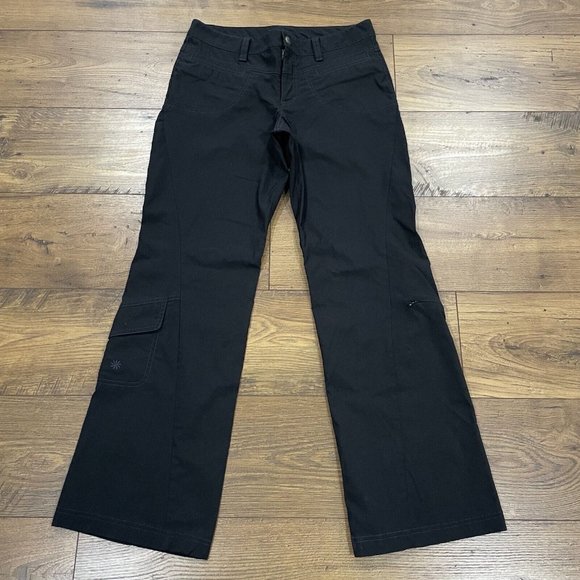 Athleta Pants - Athleta Dipper Pants Womens 8 Low Rise Black Cargo Nylon Stretch Bootcut Flare